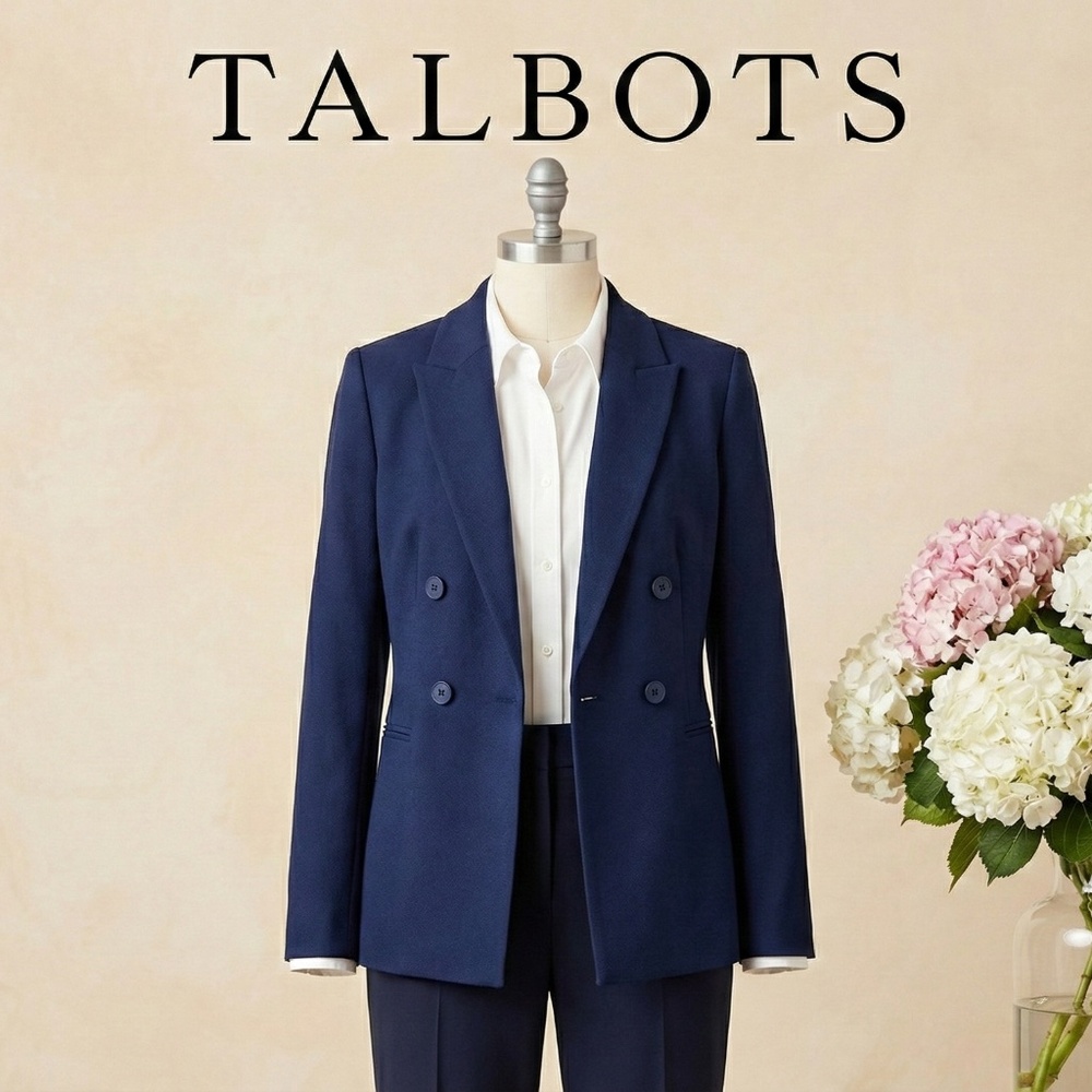 Talbots Vintage Double Breasted Blazer Navy Size 6